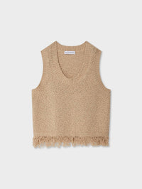 White + Warren - Cotton Fringe Tank Top - brown - clothing - cotton