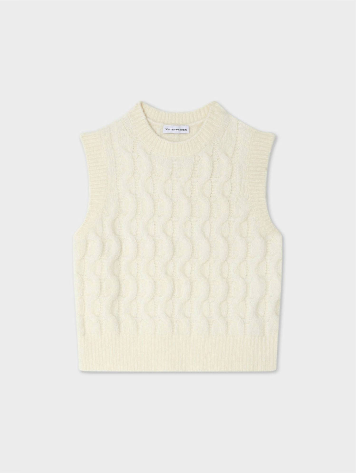 White + Warren - Merino Cashmere Bouclé Cable Vest