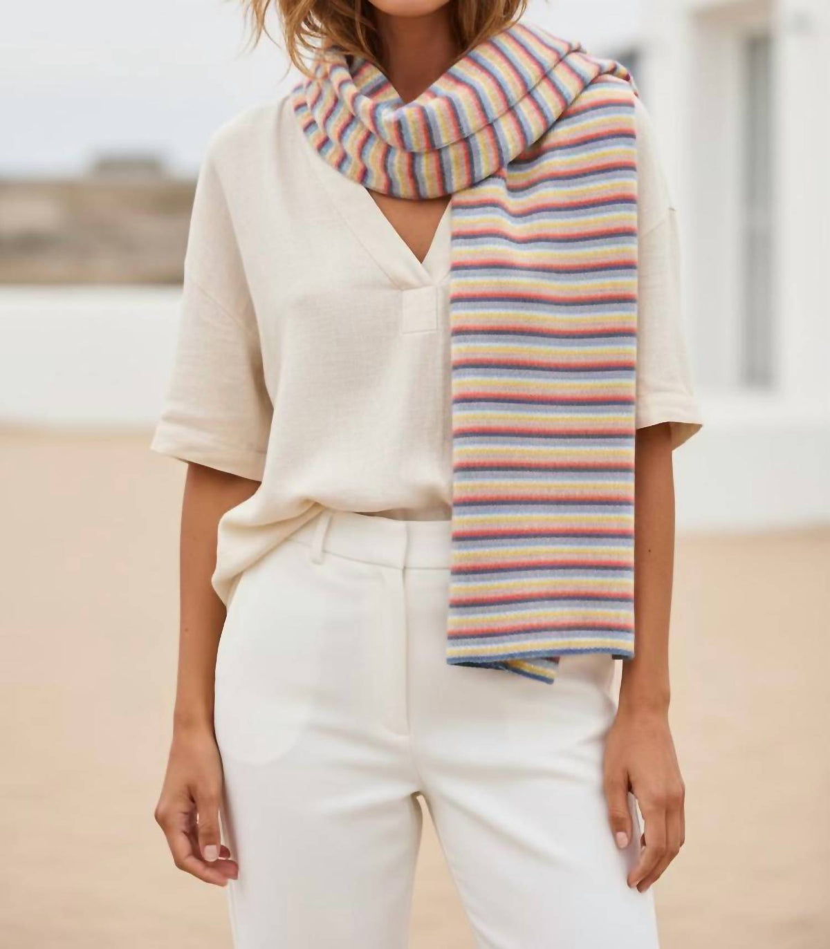 White + Warren - STRIPED MINI SCARF