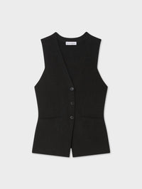 White + Warren - Superfine Organic Cotton Waistcoat Vest - black - clothing - cotton - blend