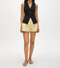 White + Warren - Superfine Organic Cotton Waistcoat Vest - black - clothing - cotton - blend