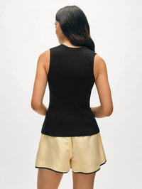 White + Warren - Superfine Organic Cotton Waistcoat Vest - black - clothing - cotton - blend