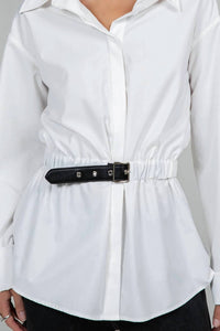 Whiteroom+Cactus - Poplin Belted Button Down Top