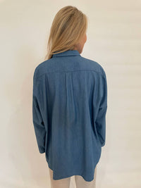 Whyci Milano - Mariana Hand - painted Flower Shirt - blue - button - down - shirts - clothing