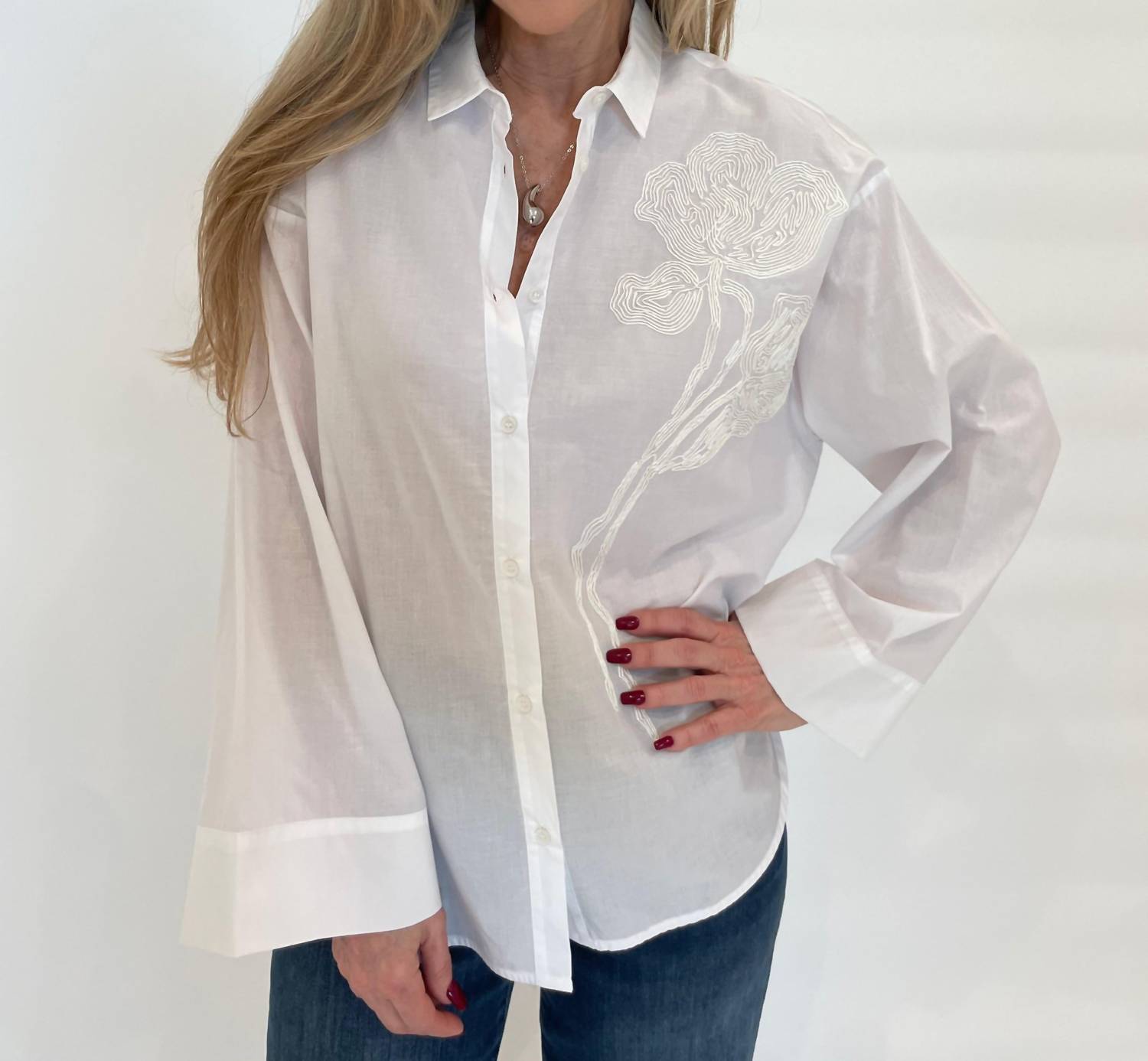 Whyci Milano - Noam Embroidered Shirt - button - down - shirts - clothing - cotton