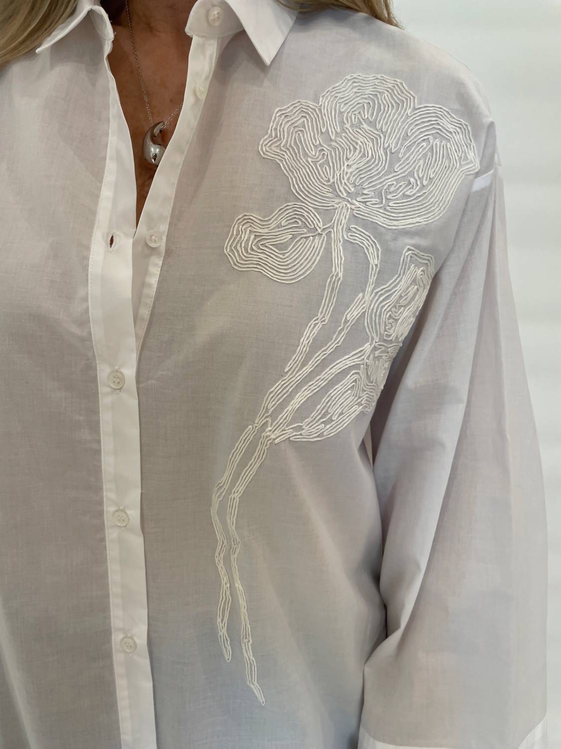 Whyci Milano - Noam Embroidered Shirt - button - down - shirts - clothing - cotton