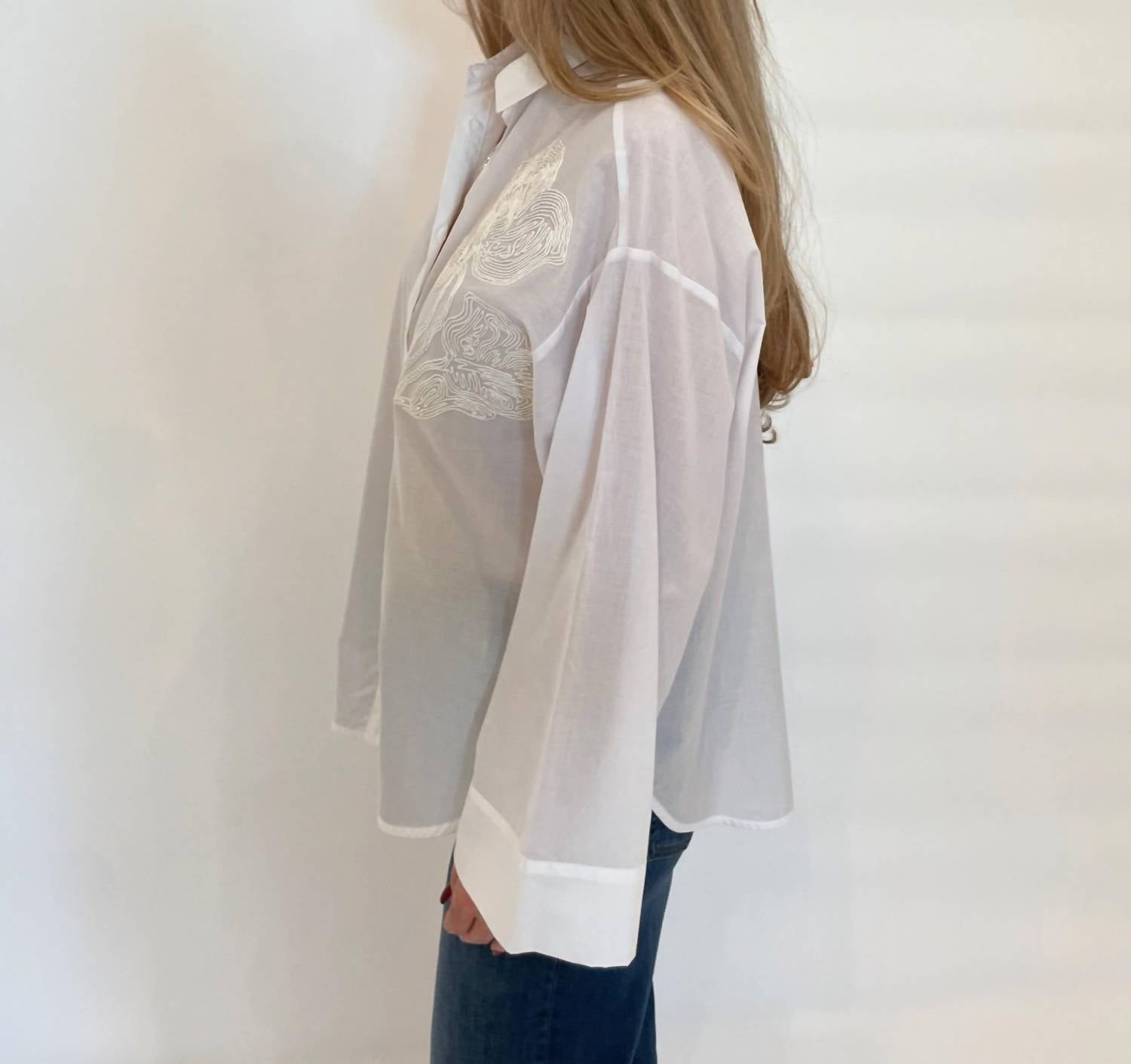 Whyci Milano - Noam Embroidered Shirt - button - down - shirts - clothing - cotton