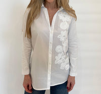 Whyci Milano - Norma Embroidered Flower Shirt - button - down - shirts - clothing - cotton - blend