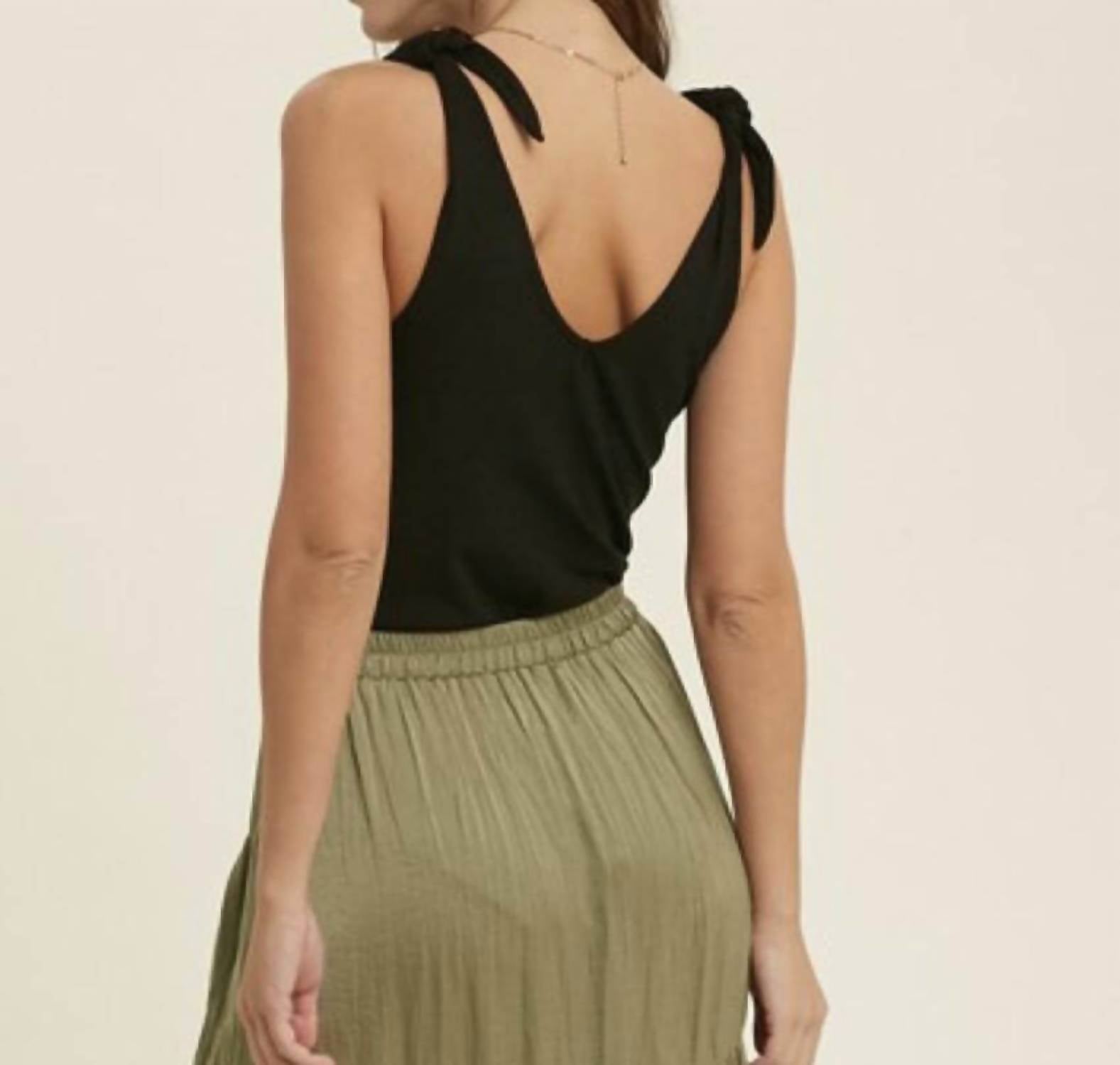 Wishlist - Anna Shoulder Tie Bodysuit - black - bodysuits - clothing
