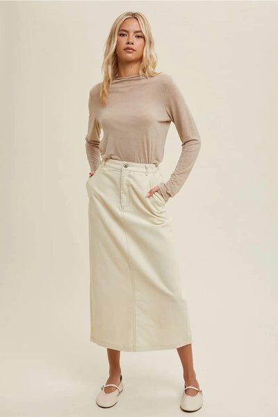 Wishlist - Split Second Corduroy Midi Skirt