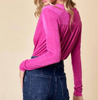 Wisteria Lane - Baylee Wrap Long Sleeve Bodysuit - bodysuits - clothing - pink