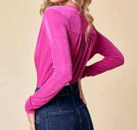 Wisteria Lane - Baylee Wrap Long Sleeve Bodysuit - bodysuits - clothing - pink