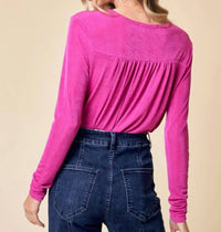 Wisteria Lane - Baylee Wrap Long Sleeve Bodysuit - bodysuits - clothing - pink