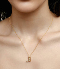 Wolf Circus - Women's Cowboy Boot Necklace - gold - goldtone - jewelry