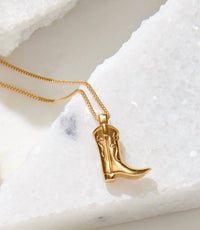 Wolf Circus - Women's Cowboy Boot Necklace - gold - goldtone - jewelry