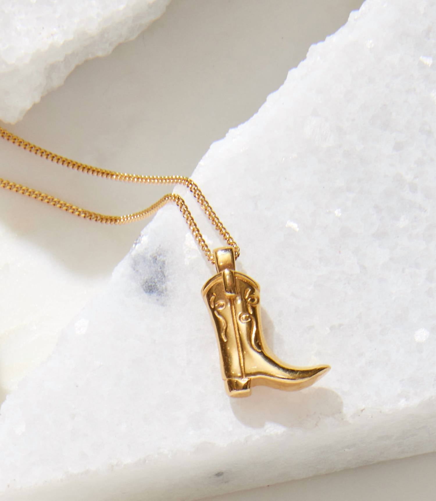 Wolf Circus - Women's Cowboy Boot Necklace - gold - goldtone - jewelry