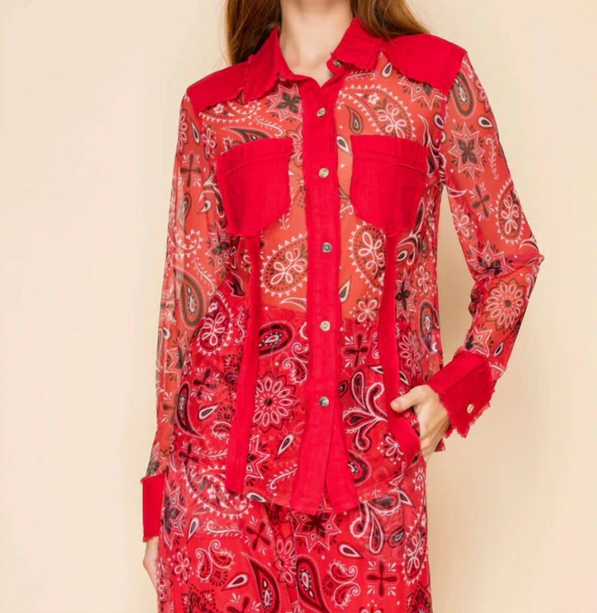 Wonderful & Young - Mesh Button Front Top