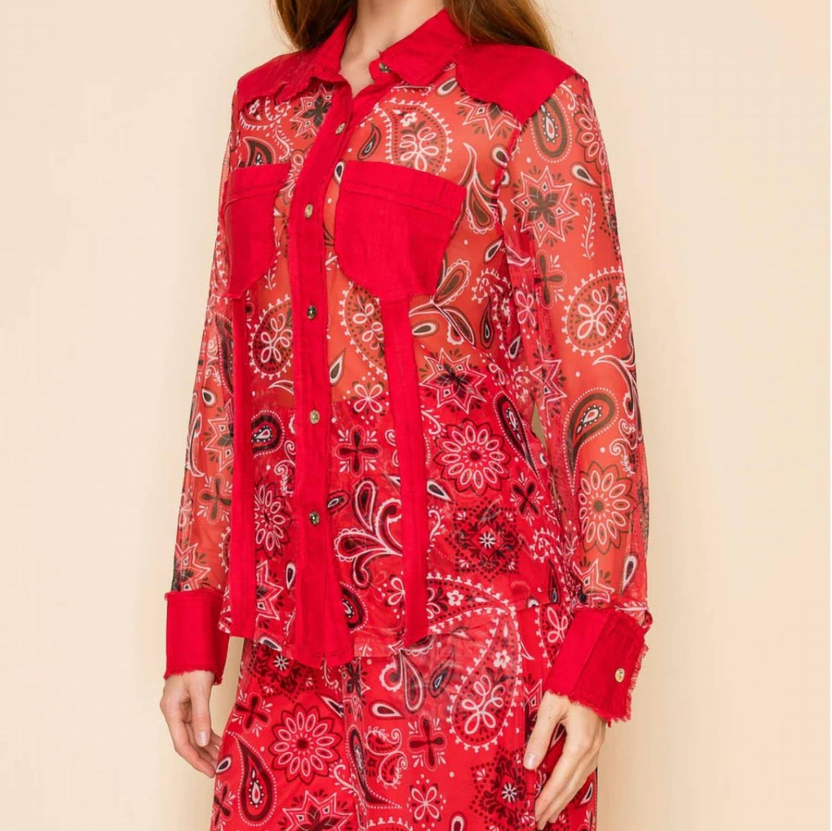 Wonderful & Young - Mesh Button Front Top