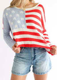 Wooden Ships - Flag Lightweight Knit Sweater - clothing - cotton - blend - crew