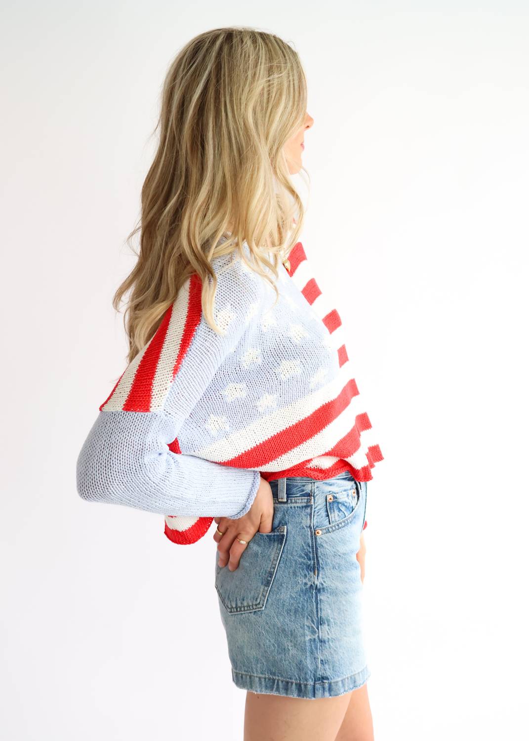 Wooden Ships - Flag Lightweight Knit Sweater - clothing - cotton - blend - crew