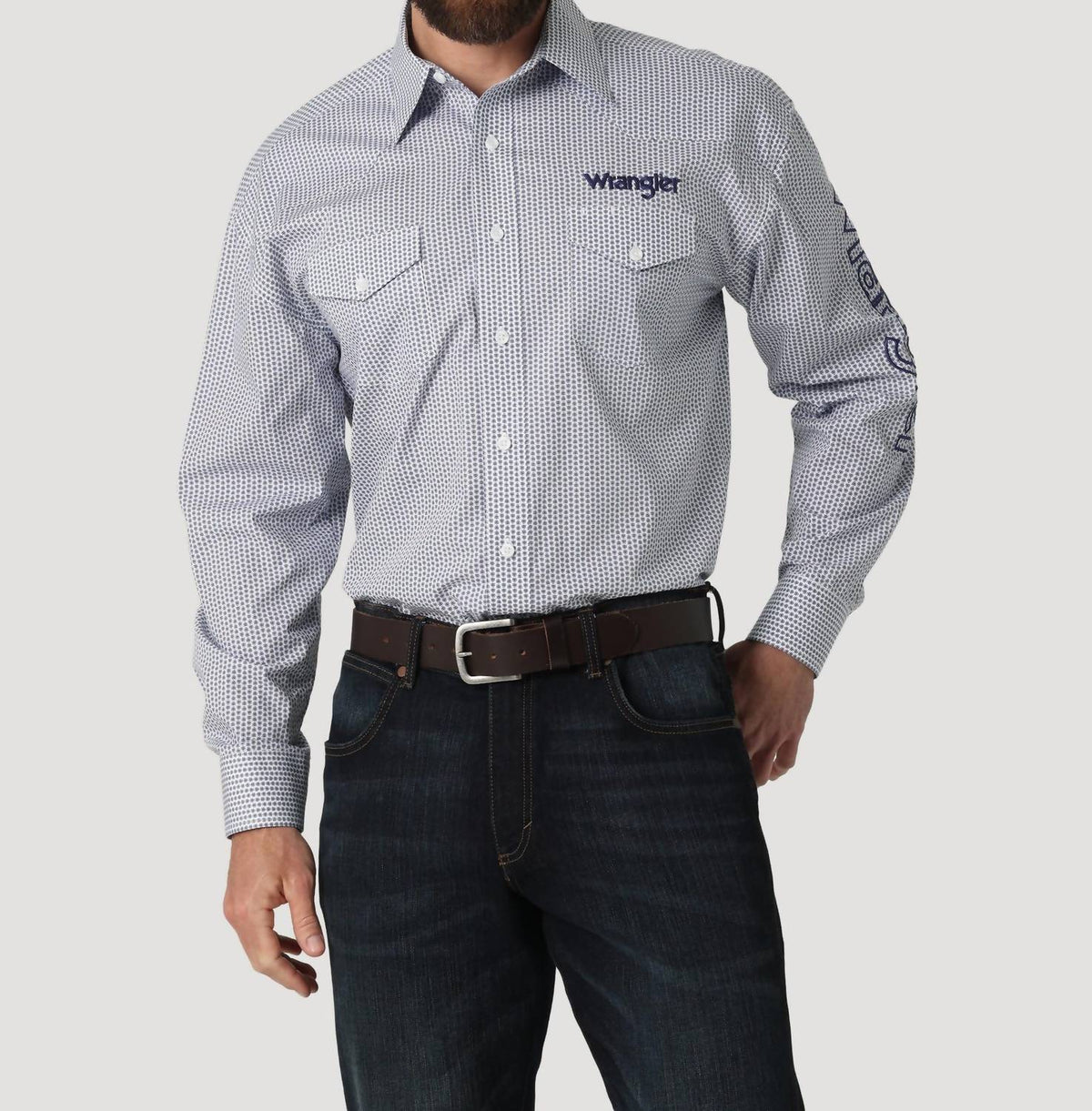 Wrangler - Logo Long Sleeve Button Down Shirt