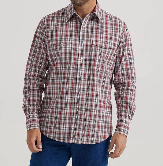 Wrangler - Men's Wrinkle Resist Long Sleeve Classic Fit Snap Shirt - casual - button - down - shirts - clothing - cotton - blend