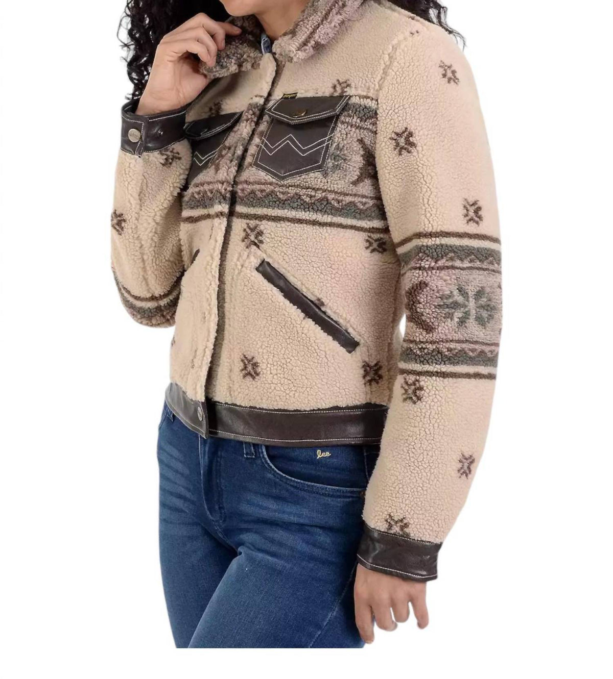Wrangler - Print Crop Faux-Shearling Jacket