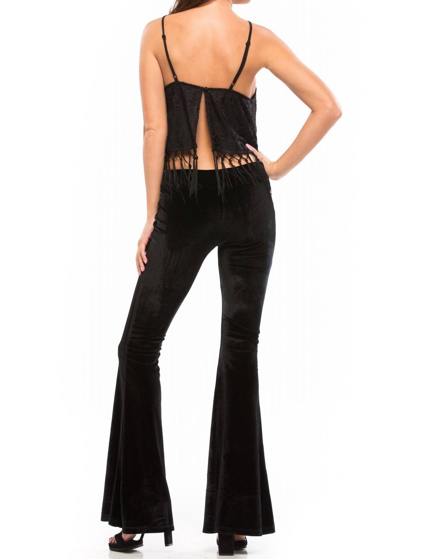 Wyldr - Amina Velvet Flare Pant - black - clothing - pants