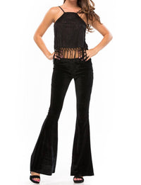 Wyldr - Amina Velvet Flare Pant - black - clothing - pants