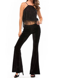 Wyldr - Amina Velvet Flare Pant - black - clothing - pants