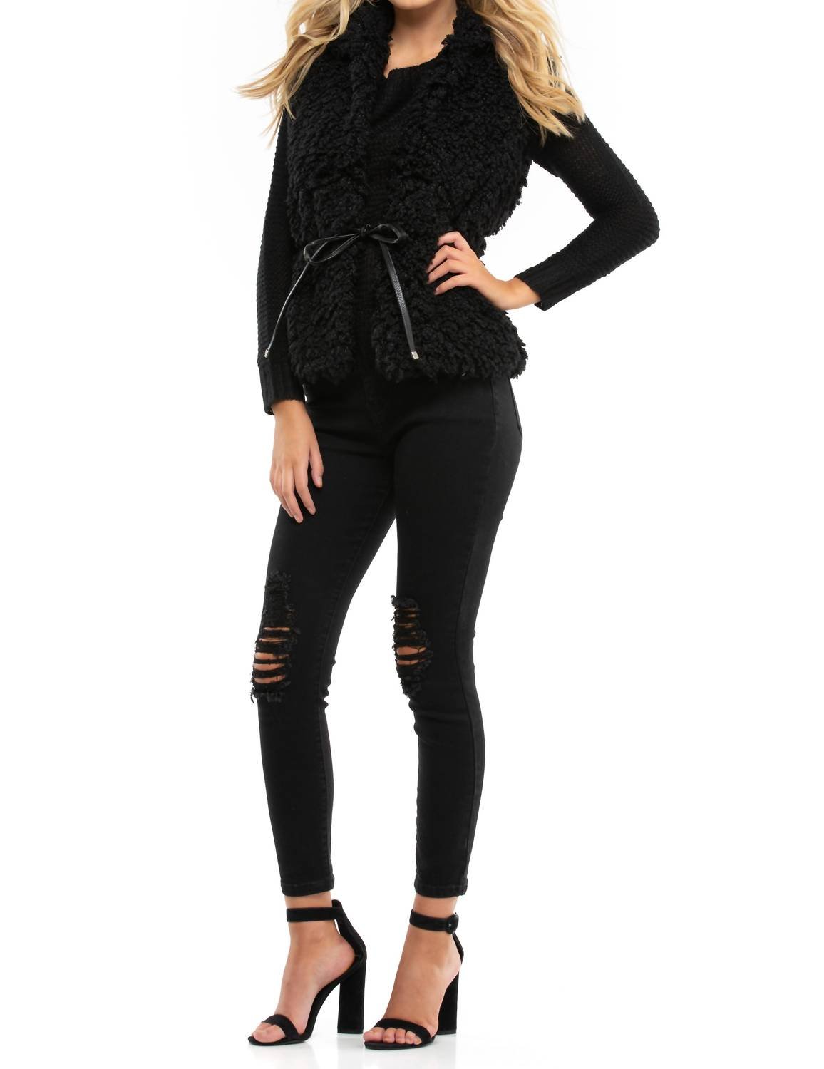 Wyldr - Country Days Fluffy Gilet Faux Fur Vest - black - clothing - jackets