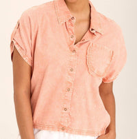 Xcvi - Abner Dolman Sleeves Linen Top - blouses - clothing - orange