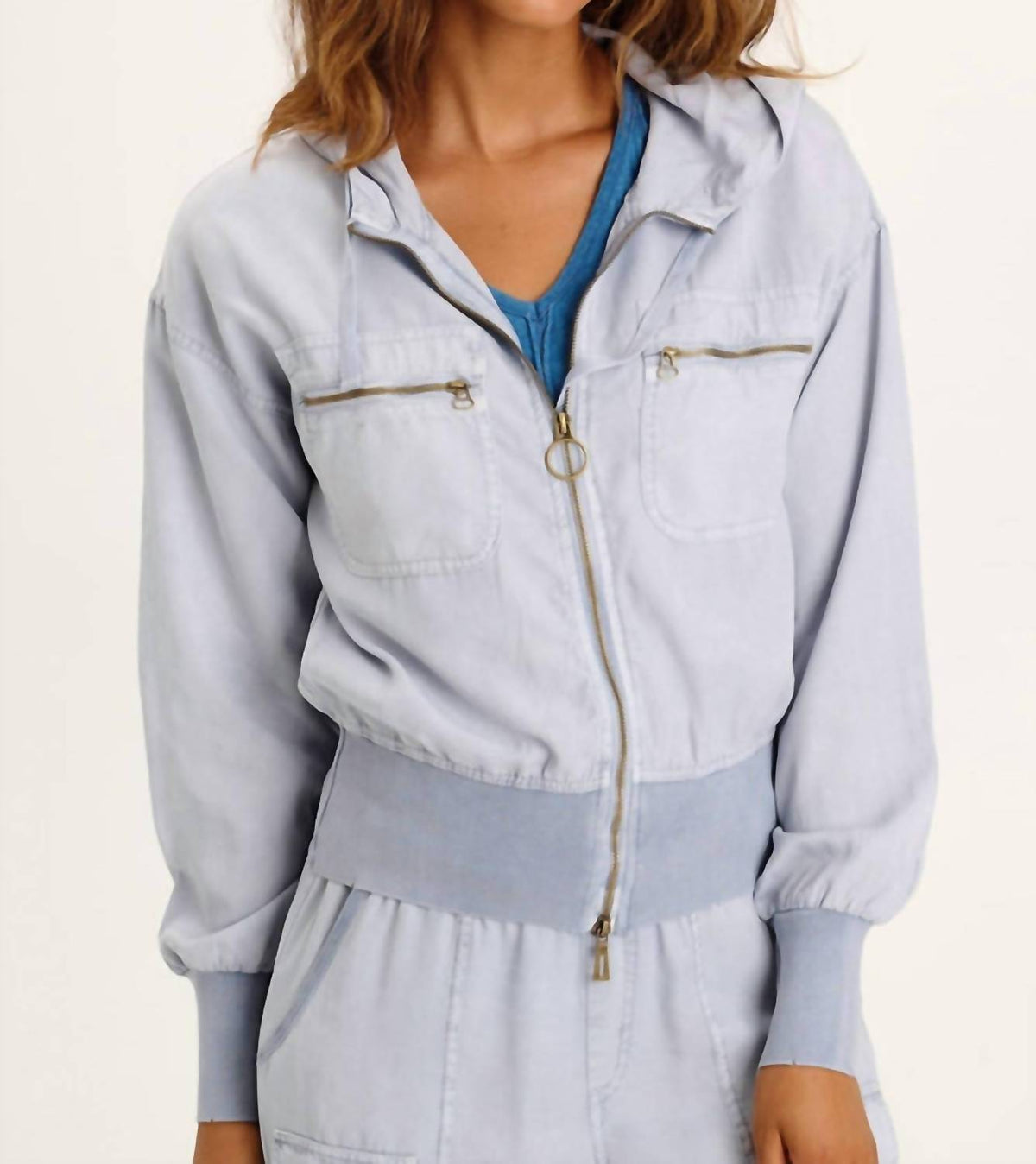 Xcvi - Karney Distressed Zip Bomber Jacket