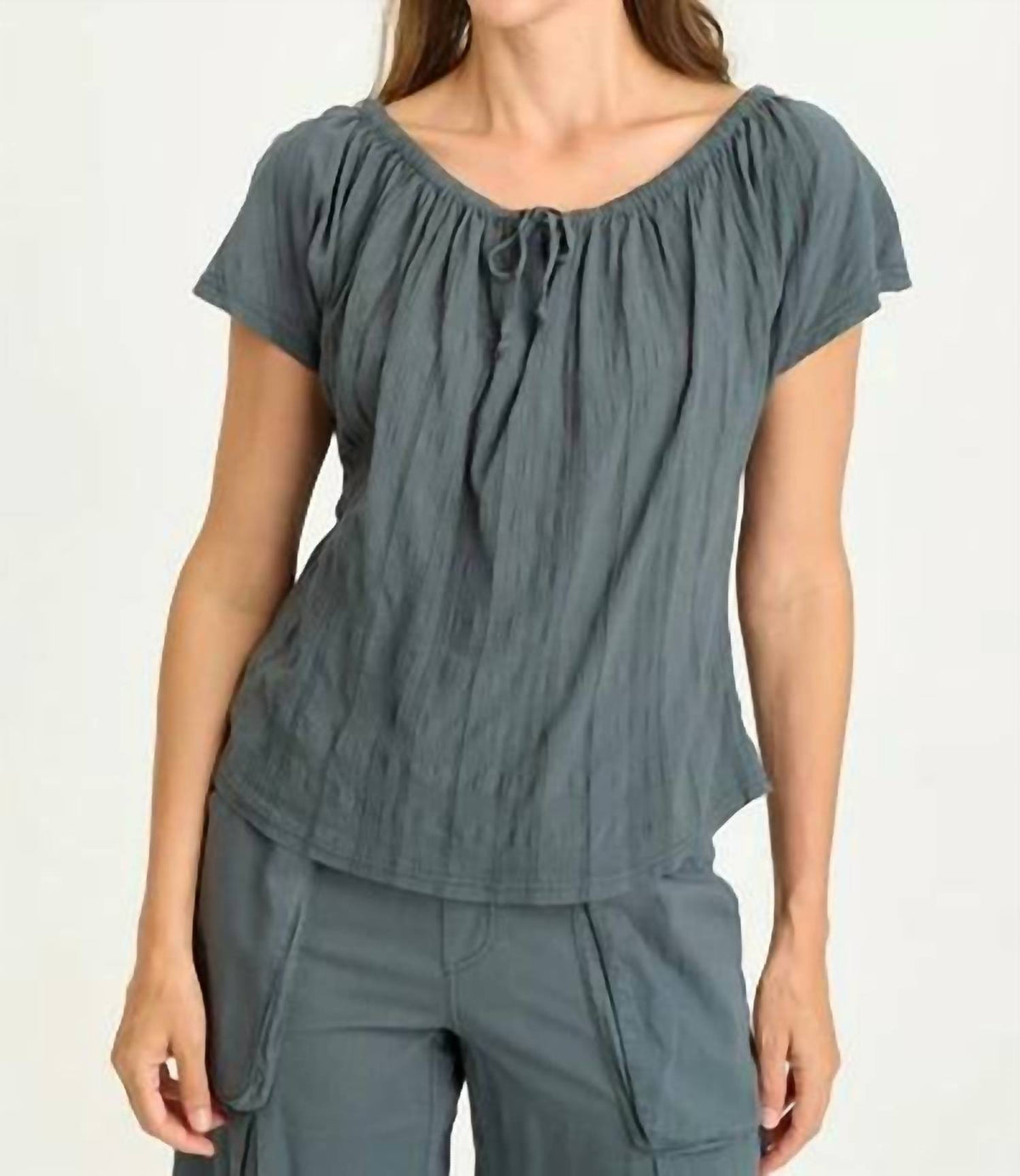Xcvi - Selda Textured Gauze Cinched Top