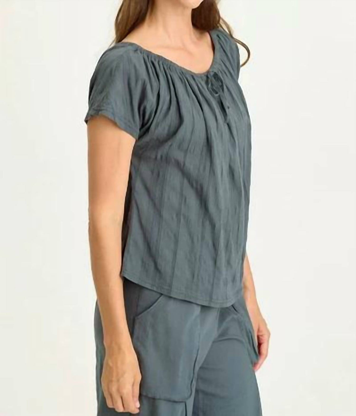 Xcvi - Selda Textured Gauze Cinched Top