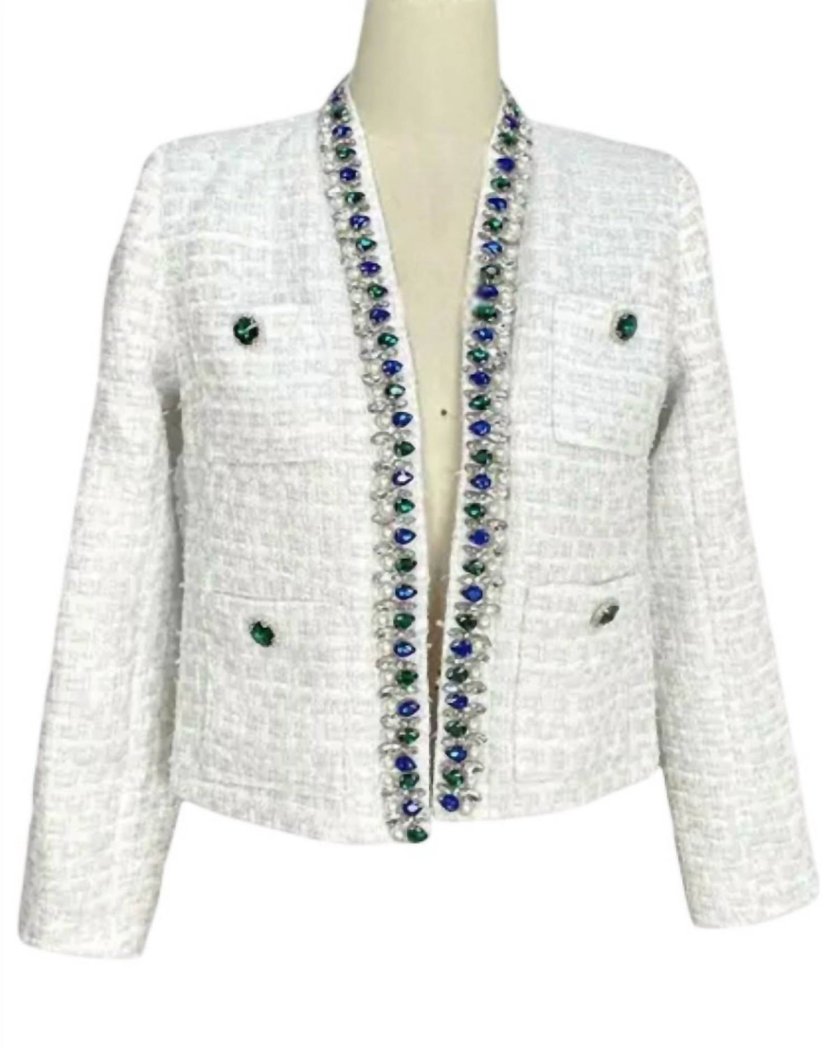 Xhhh Inc - CROPPED JACQUARED OPEN FRONT JACKET