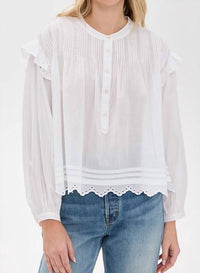 Xirena - Lucielle Round Neck Long Sleeve Top - blouses - clothing - cotton