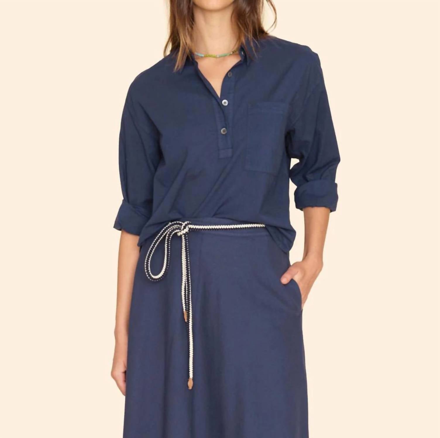 Xirena - Lynden Long Sleeve Top - blue - clothing - cotton