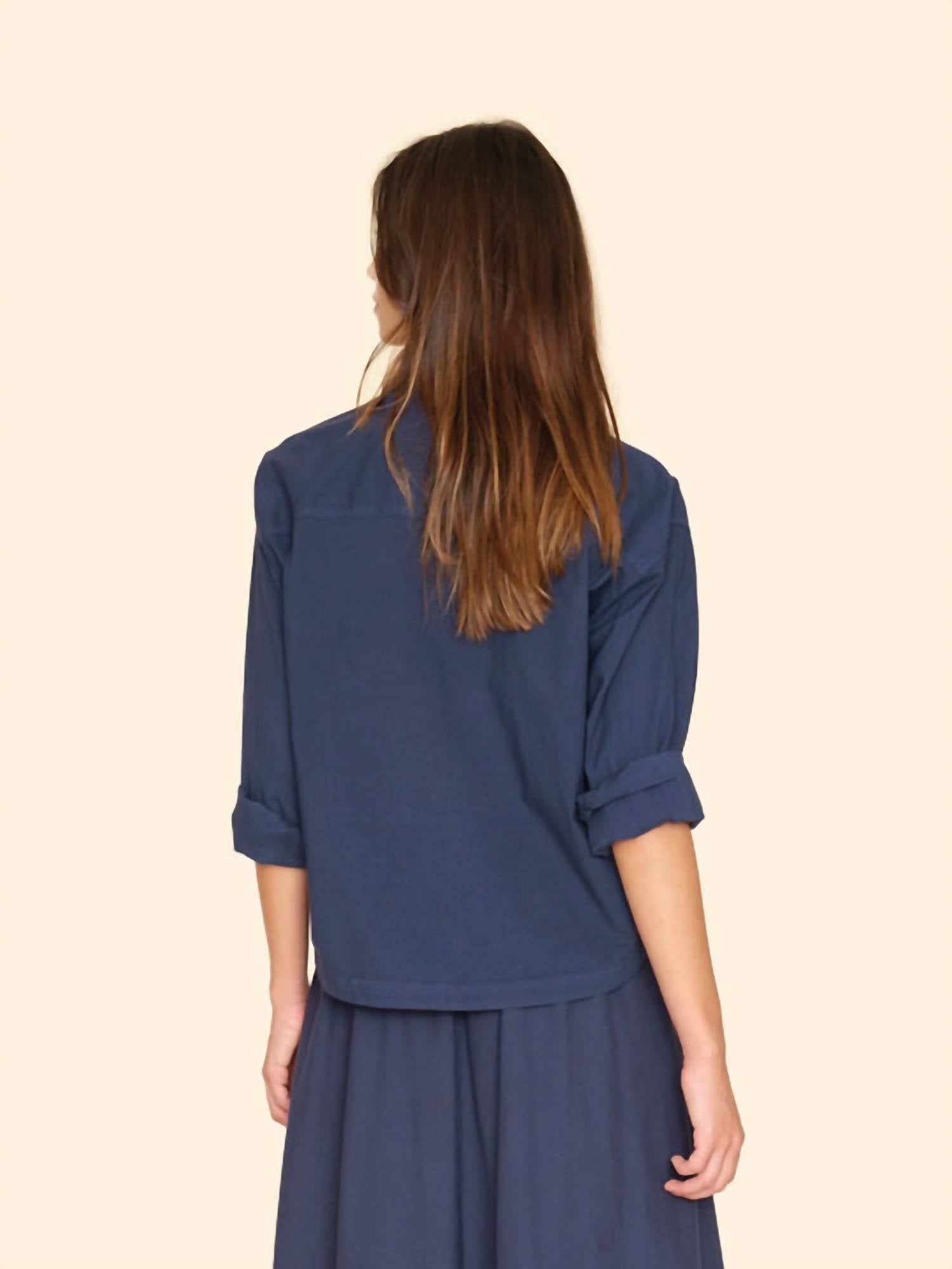 Xirena - Lynden Long Sleeve Top - blue - clothing - cotton