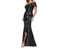 Xscape - Evenings Ruffle Off-the-shoulder Brocade Gown