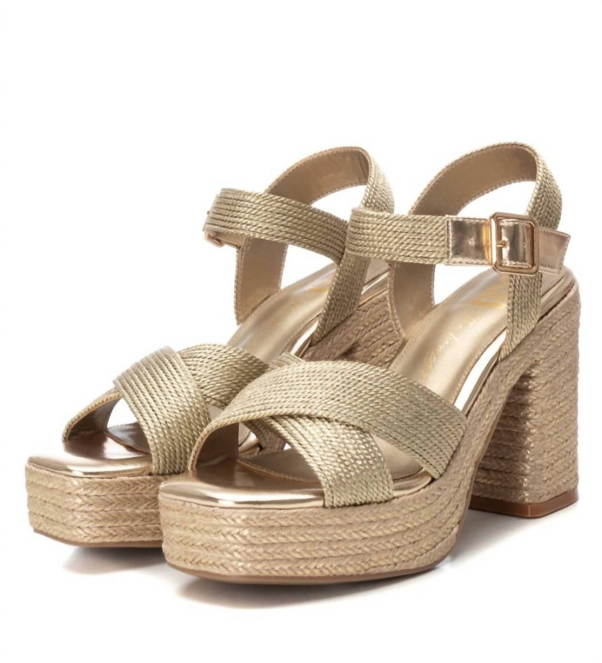 Xti - WOMEN'S HEELED JUTE PLATFORM SANDALS