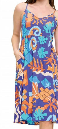 Yak & Yeti - Boho Midi Floral Dress - blue - clothing - dresses