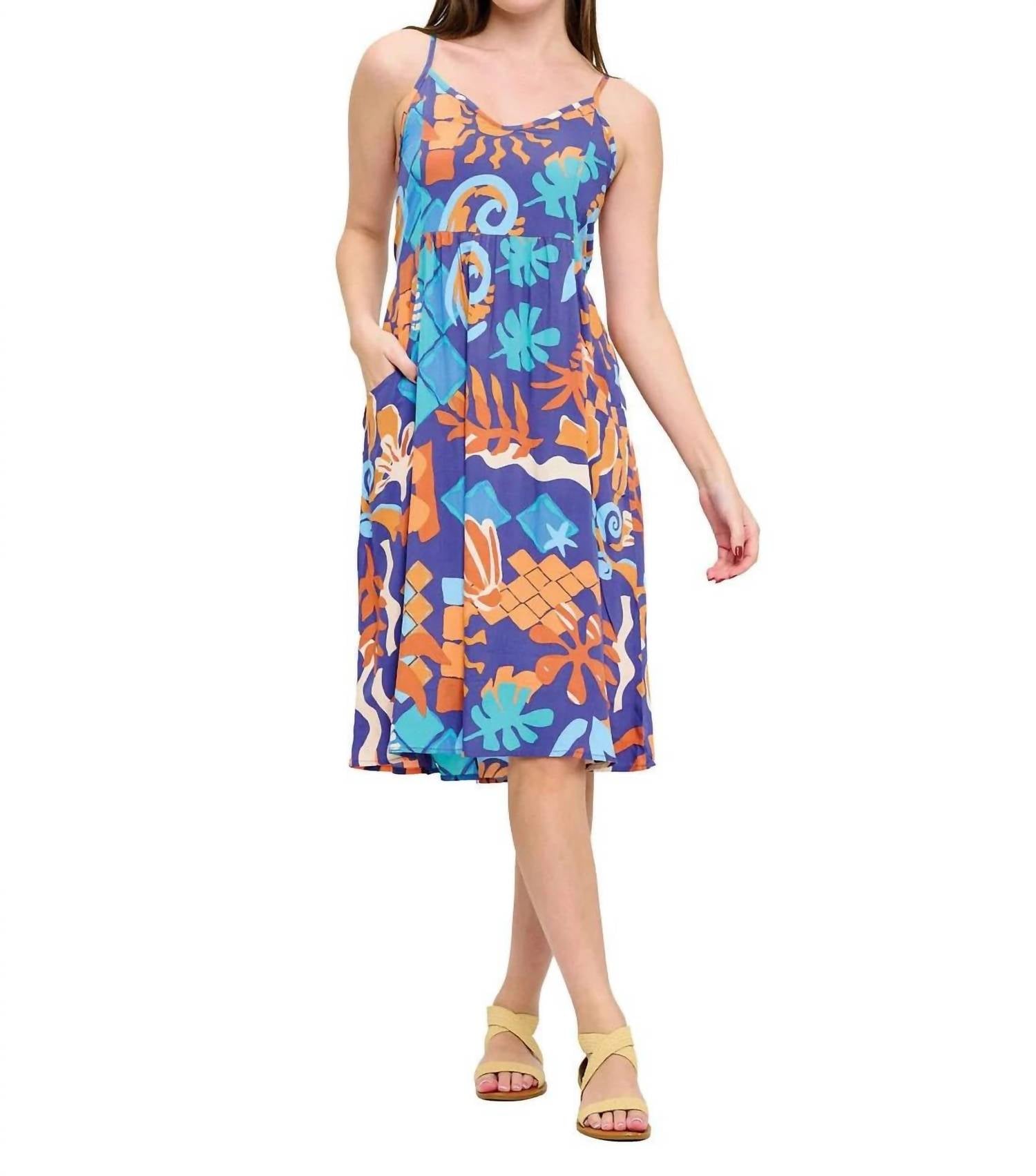 Yak & Yeti - Boho Midi Floral Dress - blue - clothing - dresses