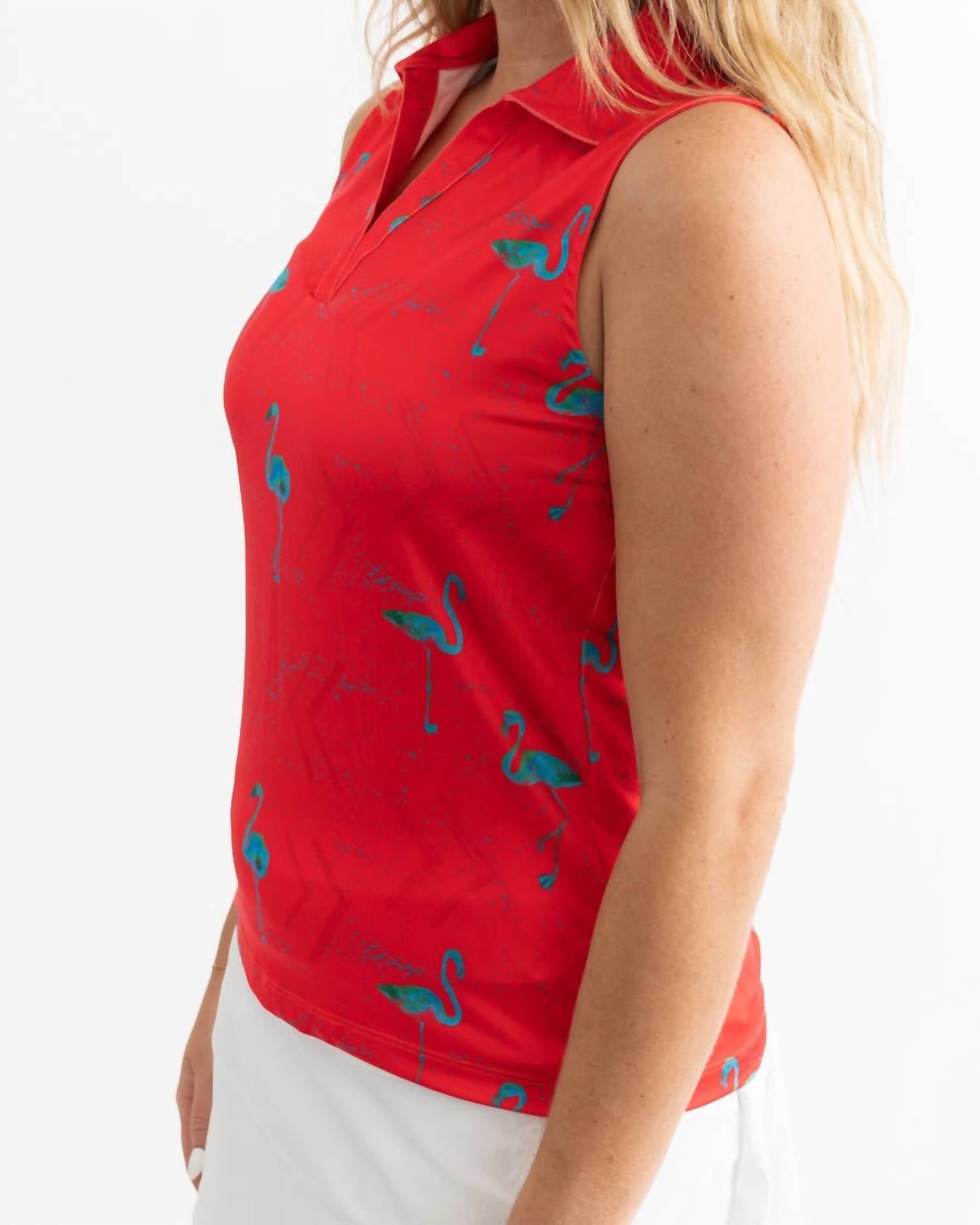 Yatta Golf - Just Beachy Sleeveless Golf Polo - clothing - directbrandpartner - patterned