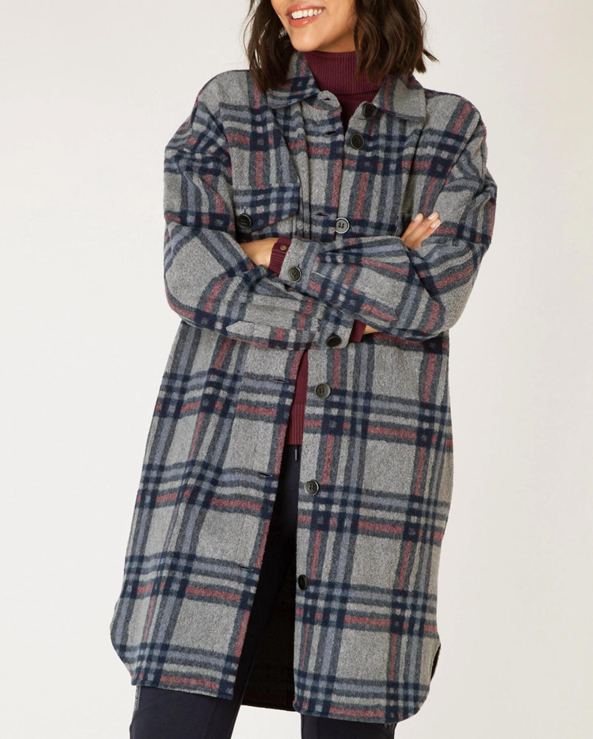 ALLY OVERSIZED CHECKED WOOL-BLEND COAT