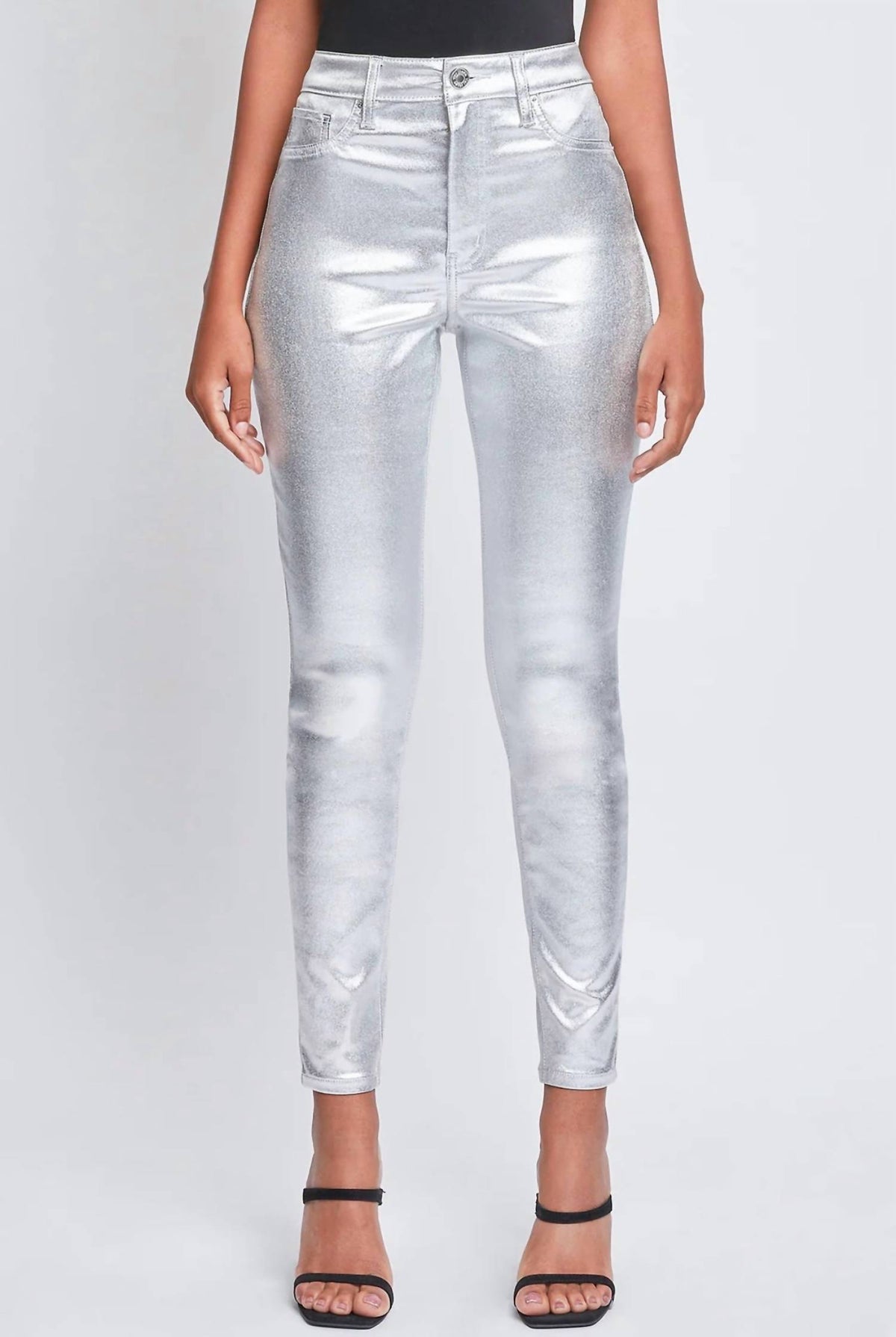 Ymi - High Rise Metallic Skinny Jeans
