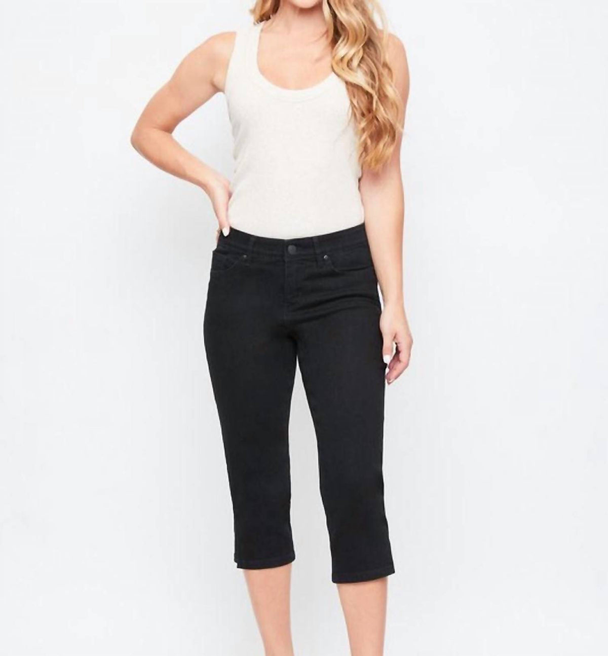 Ymi - Missy 5 Pocket Side Slit Hem Capri