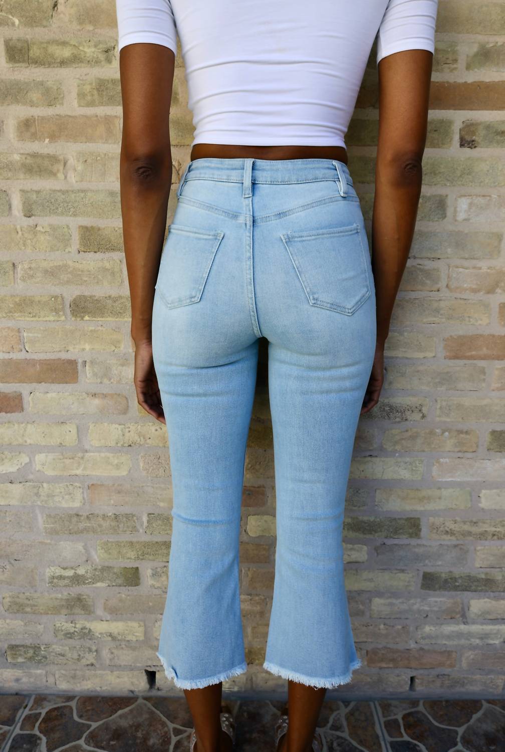 Ymi - Tenielle High - rise Flare Ankle Flood Jean - ankle - blue - clothing