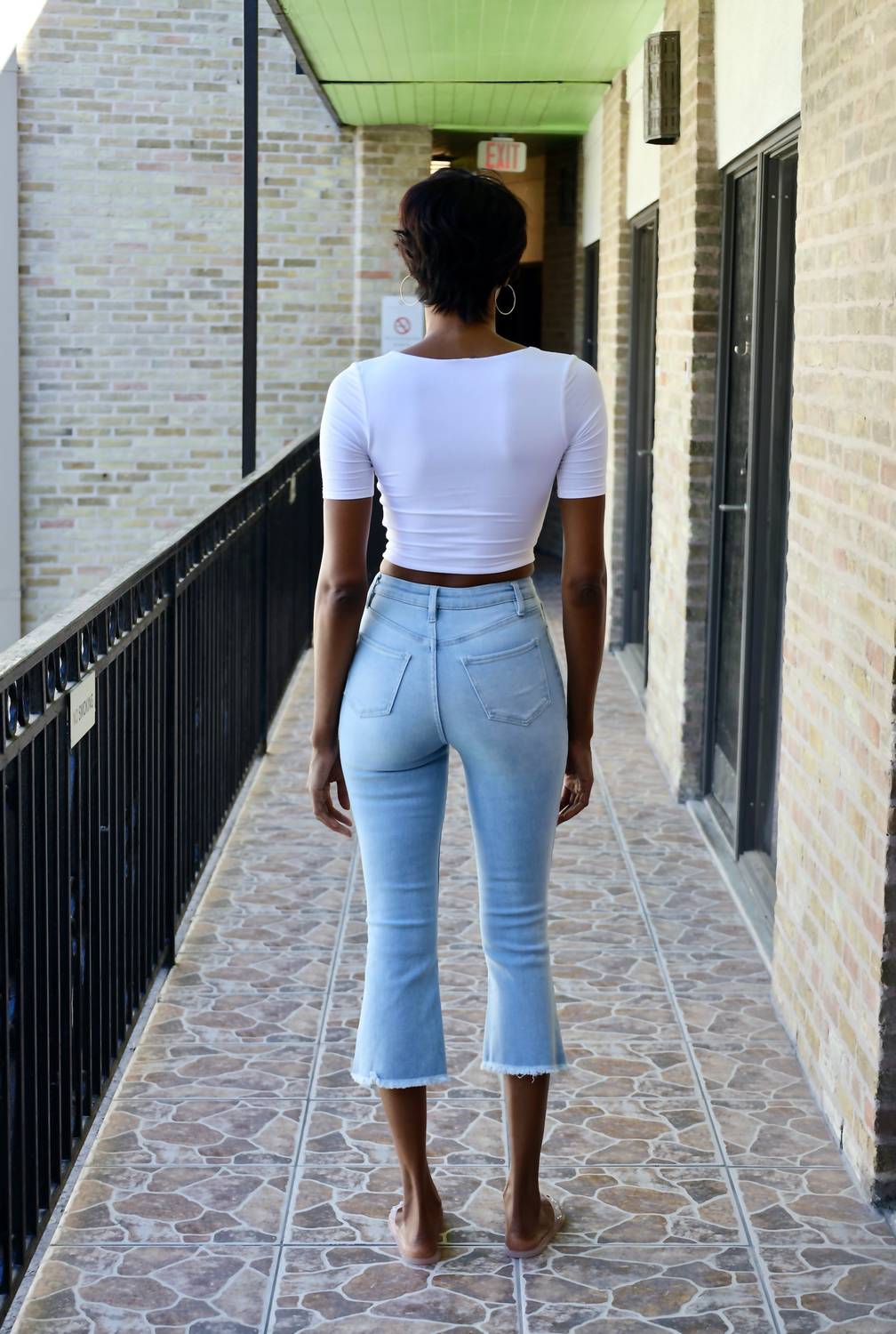 Ymi - Tenielle High - rise Flare Ankle Flood Jean - ankle - blue - clothing
