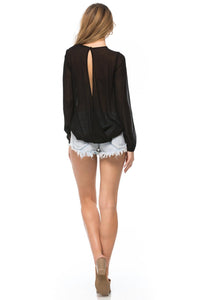 Young Fabulous & Broke - Women's Caliante Wrap Top - black - blouses - clothing